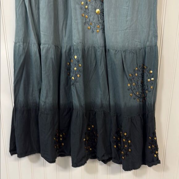 Boho hippie festival dip died embroidered long maxi skirt women's M Max Merra - Picture 4 of 7